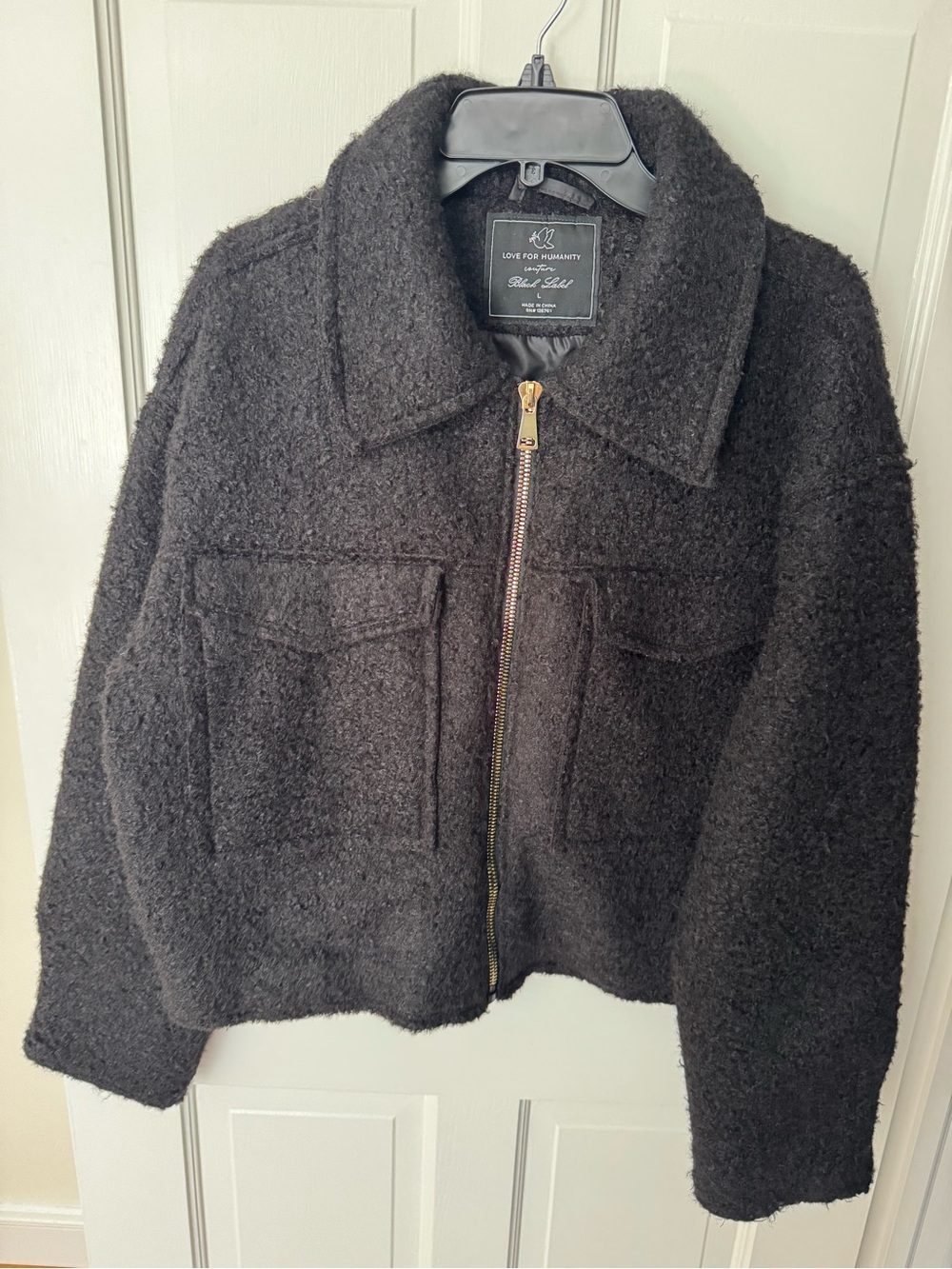 Black Label Black Bouclé Zip-Front Jacket